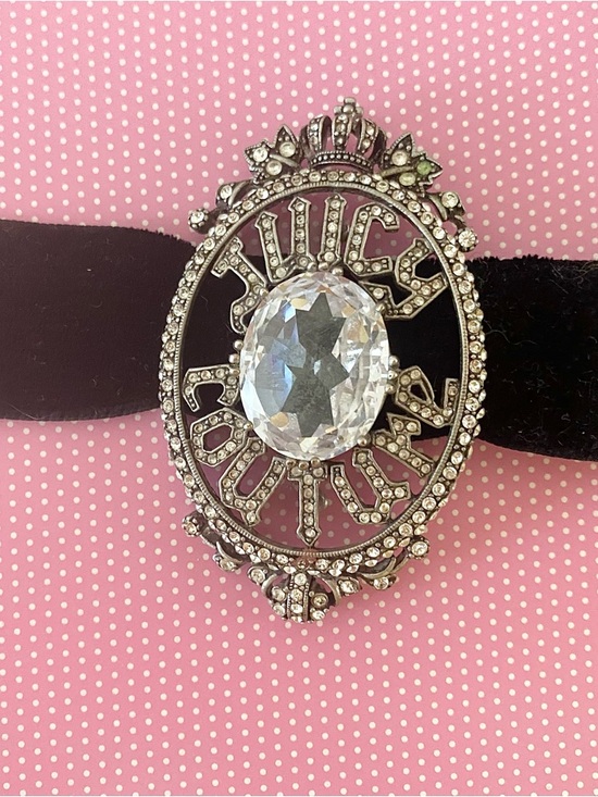 Juicy Couture Jewelry - Vintage Juicy Couture Silver-Tone Oval Brooch with Swarovski Crystals